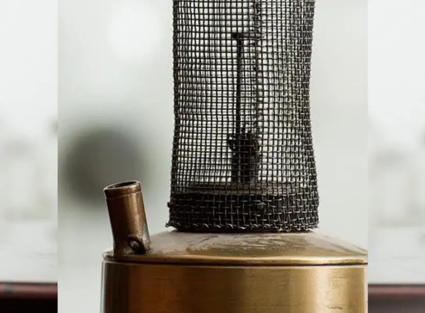 A composite of Humphry Davy's miners' safety lamp, from three different angles