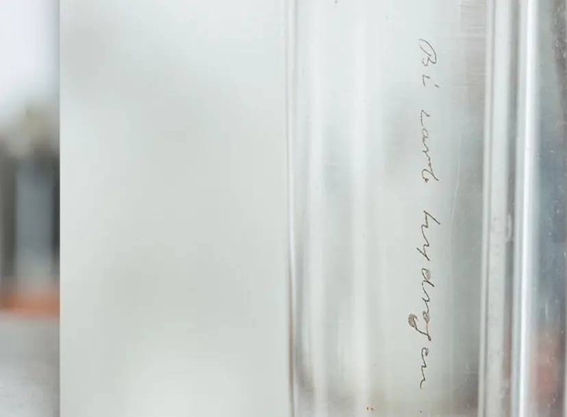 Two angles of a sample of benzene, one full view and one close up