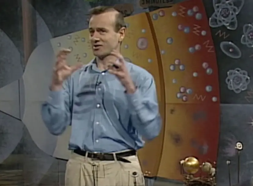 A still of Frank Close in his 1993 CHRISTMAS LECTURE
