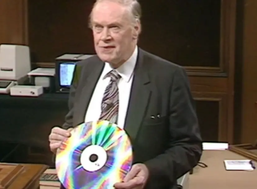 RV Jones holding a large CD