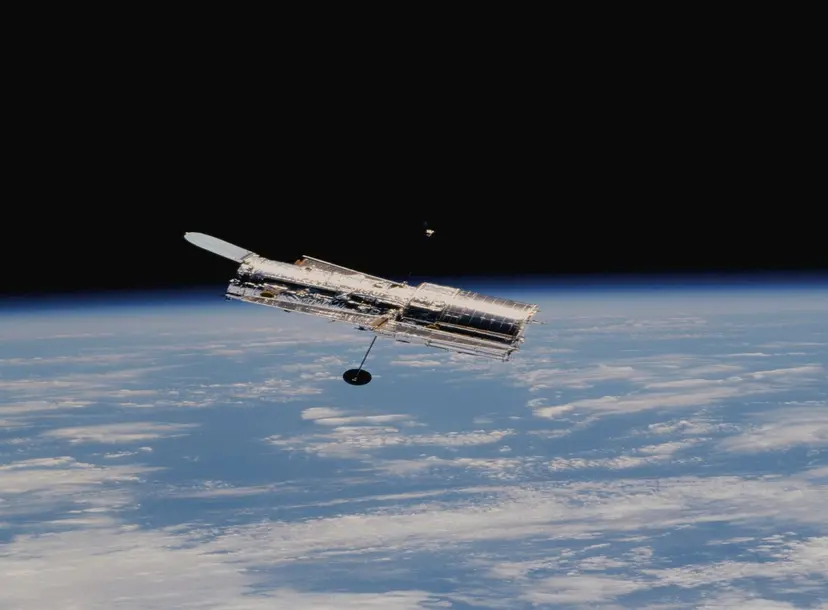he Hubble Space Telescope after deployment on its second servicing mission (HST SM-02)