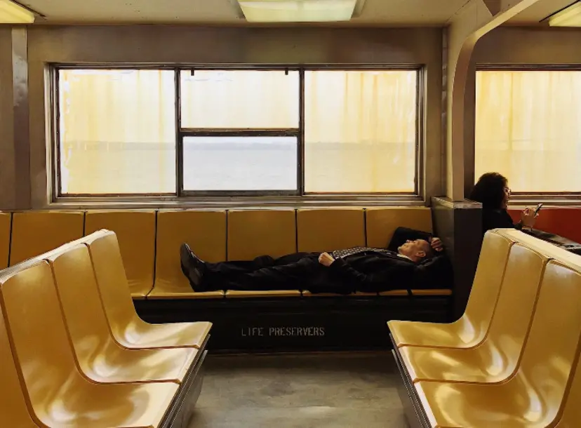 Man sleeping in waiting room