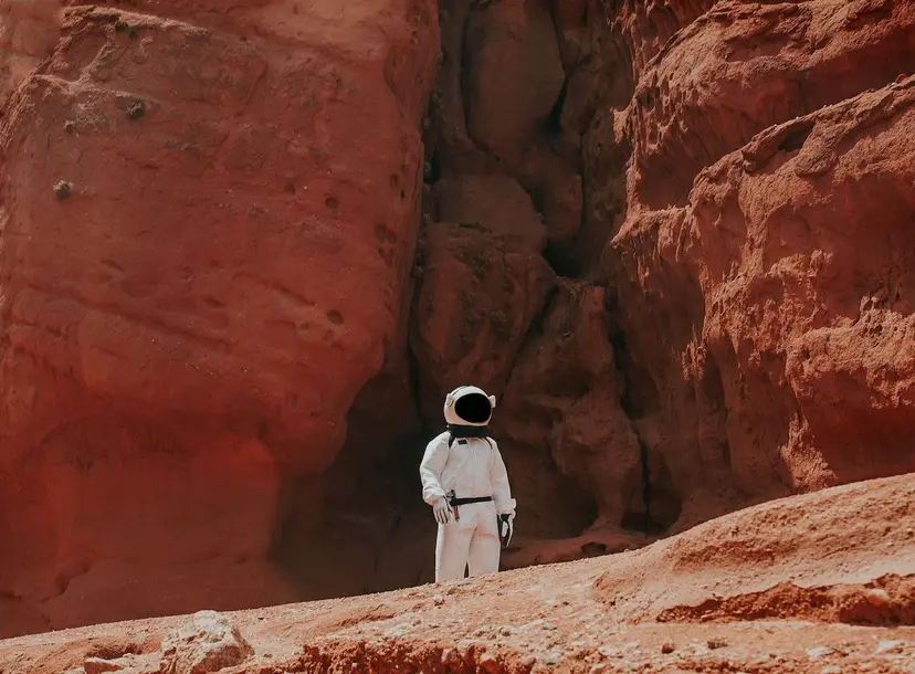 Astronaut figure on Mars (fake) 