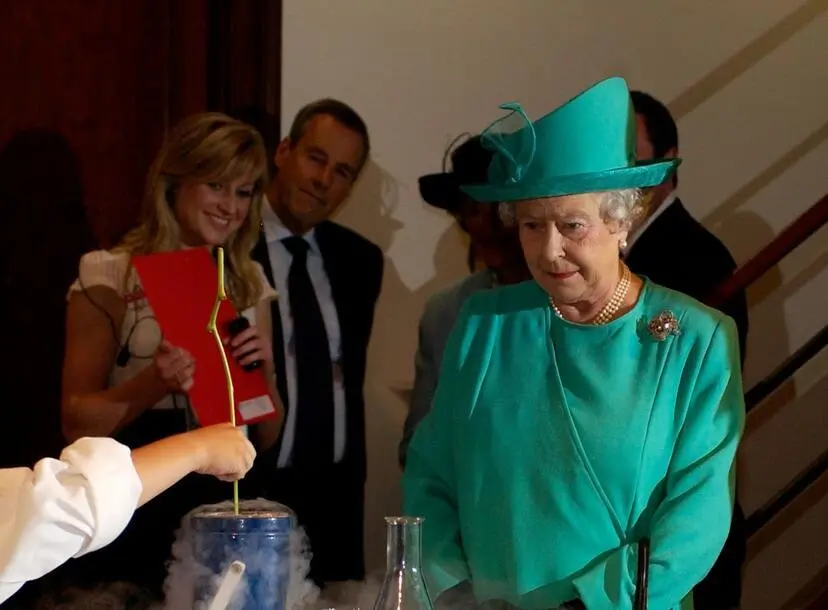 The Queen watching a demo in the Theatre in 2008