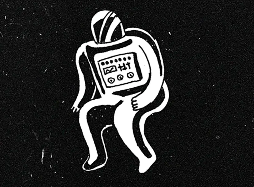 Illustration of an astronaut floating in darkness
