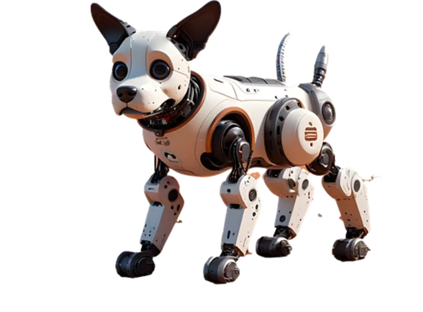 Black and white robotic dog