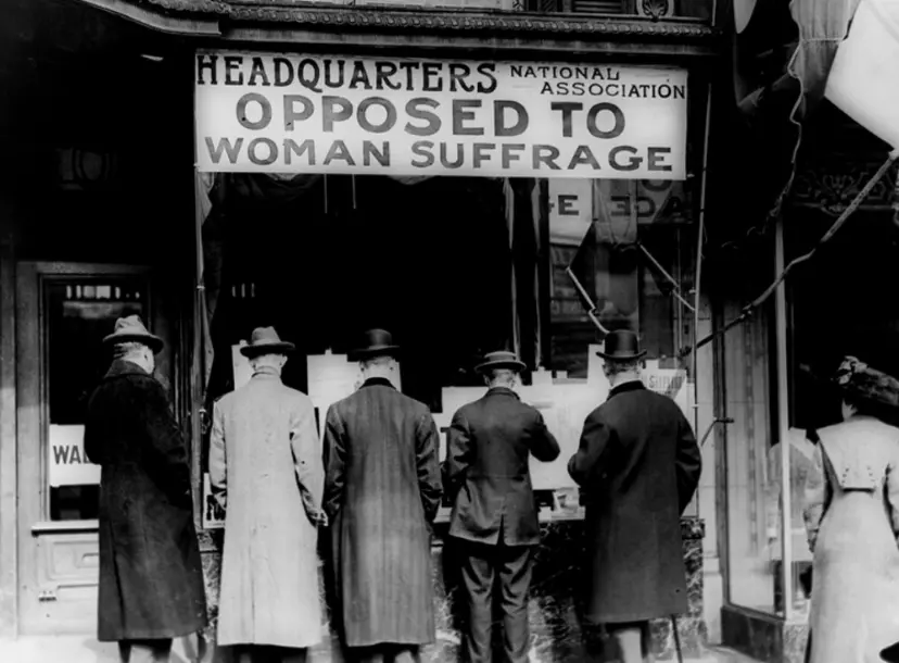 Picture of the entrance of the National Association Against Woman Suffrage's headquarters.