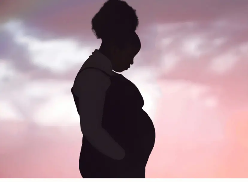 Silhouette of a pregnant woman.