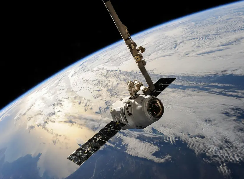 Image of a satellite over Earth