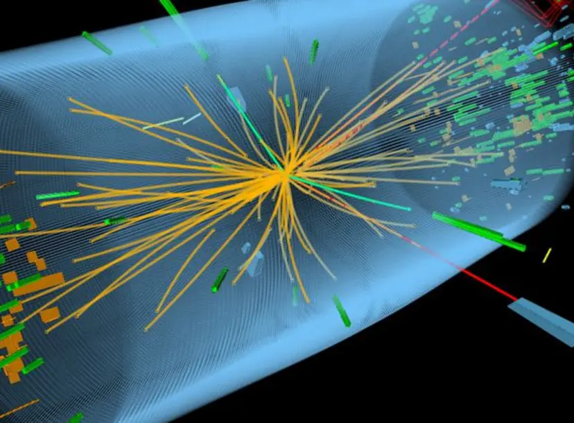 An LHC collision in which a Higgs Boson is produced.