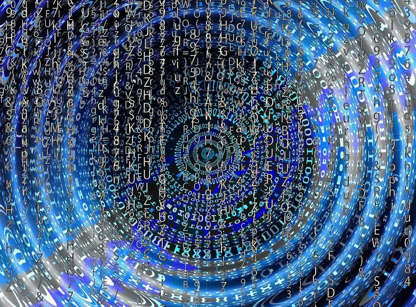 Abstract image of letters and numbers on concentric circles
