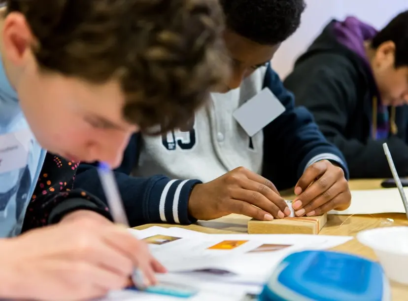 Close up of participants taking part in a holiday workshop