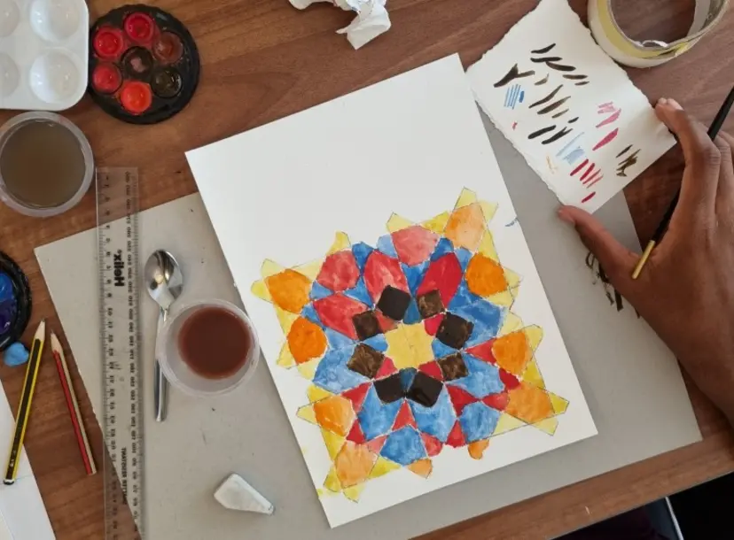 Multicoloured geometric painting