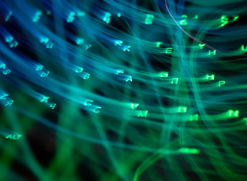 Abstract image of letters inside a computer