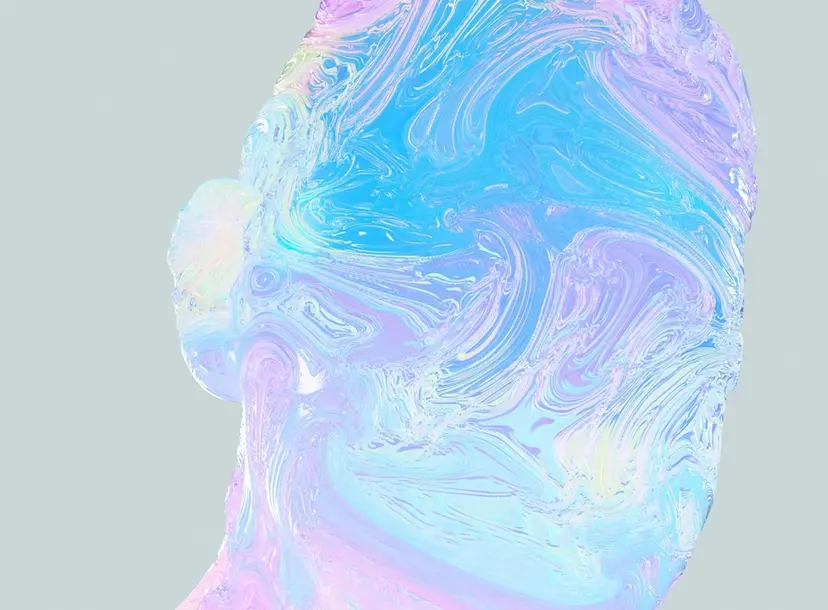 Image of human head made colourful