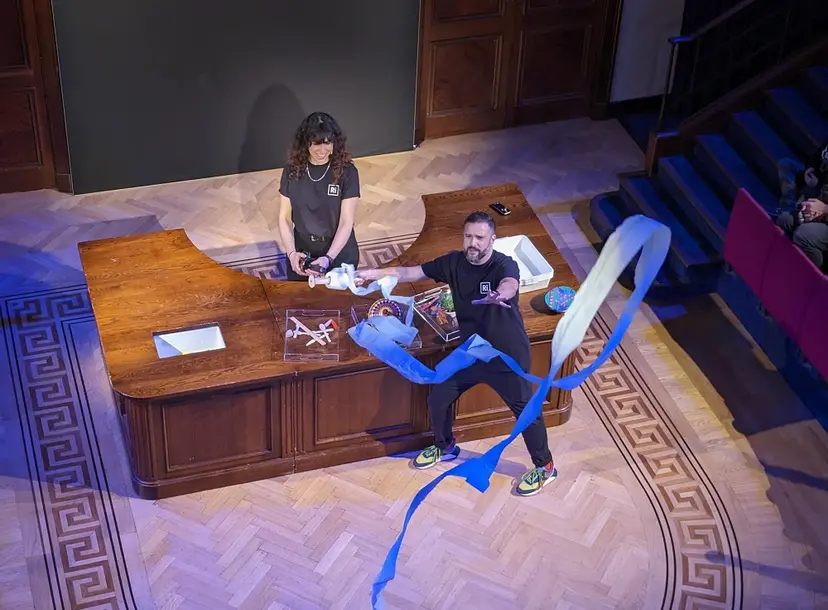 demo team having fun in the Theatre