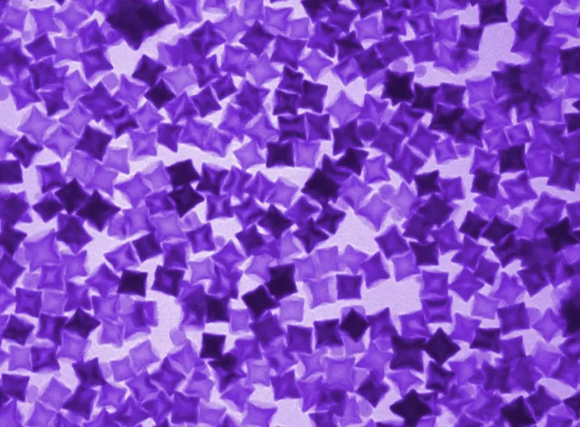 magnetic cobalt ferrite nanoparticles. tiny purple squares overlapping.