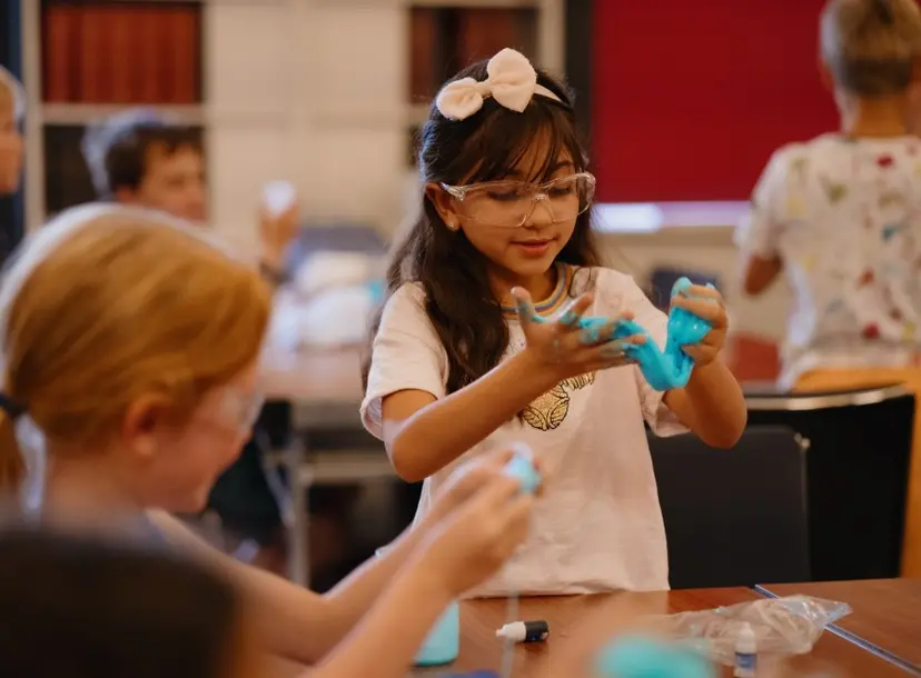 students experiment with slime