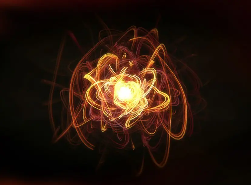 An image of yellow squiggles and lines to represent a neutrino.