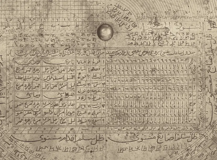 A zoom into the text on the back of astrolabe