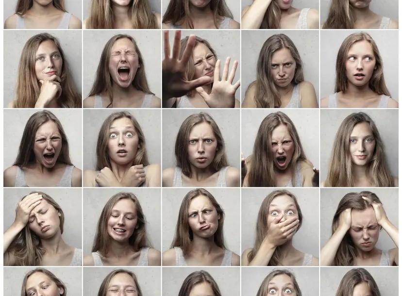 Different emotional faces from one one women