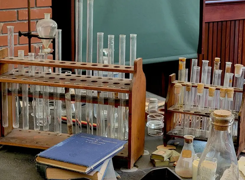 Test tube in a wooden rack