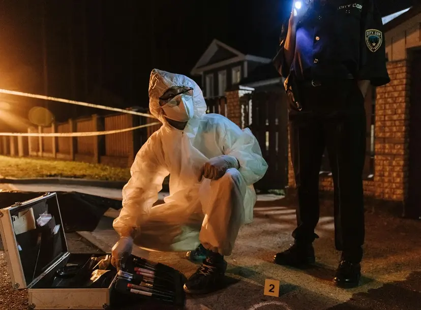 Image of forensics collection at a crime scene