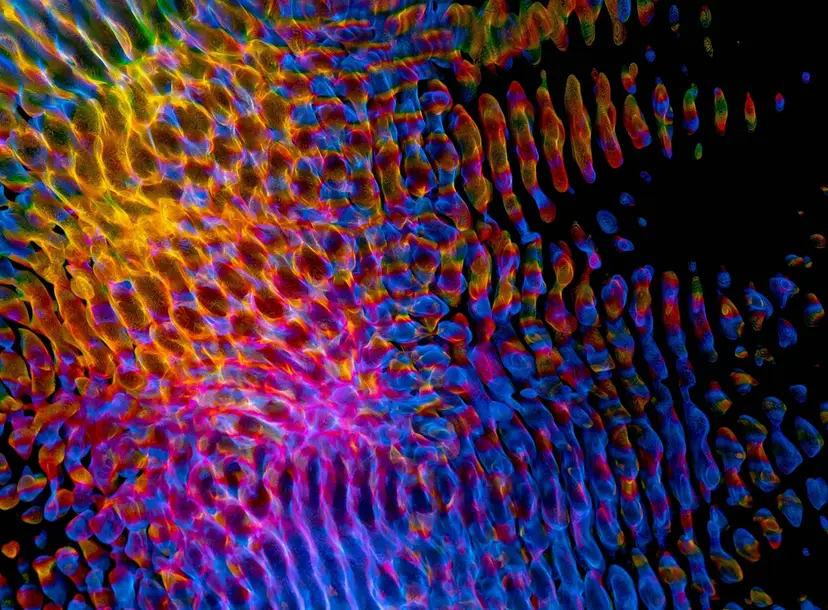 Shimmering undulating colours