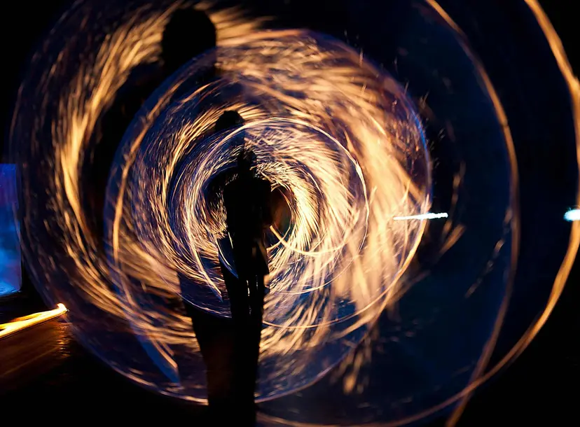 Sparks being moved in circular motion