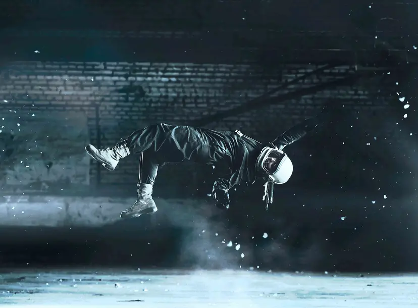 A man appears to free fall from a height