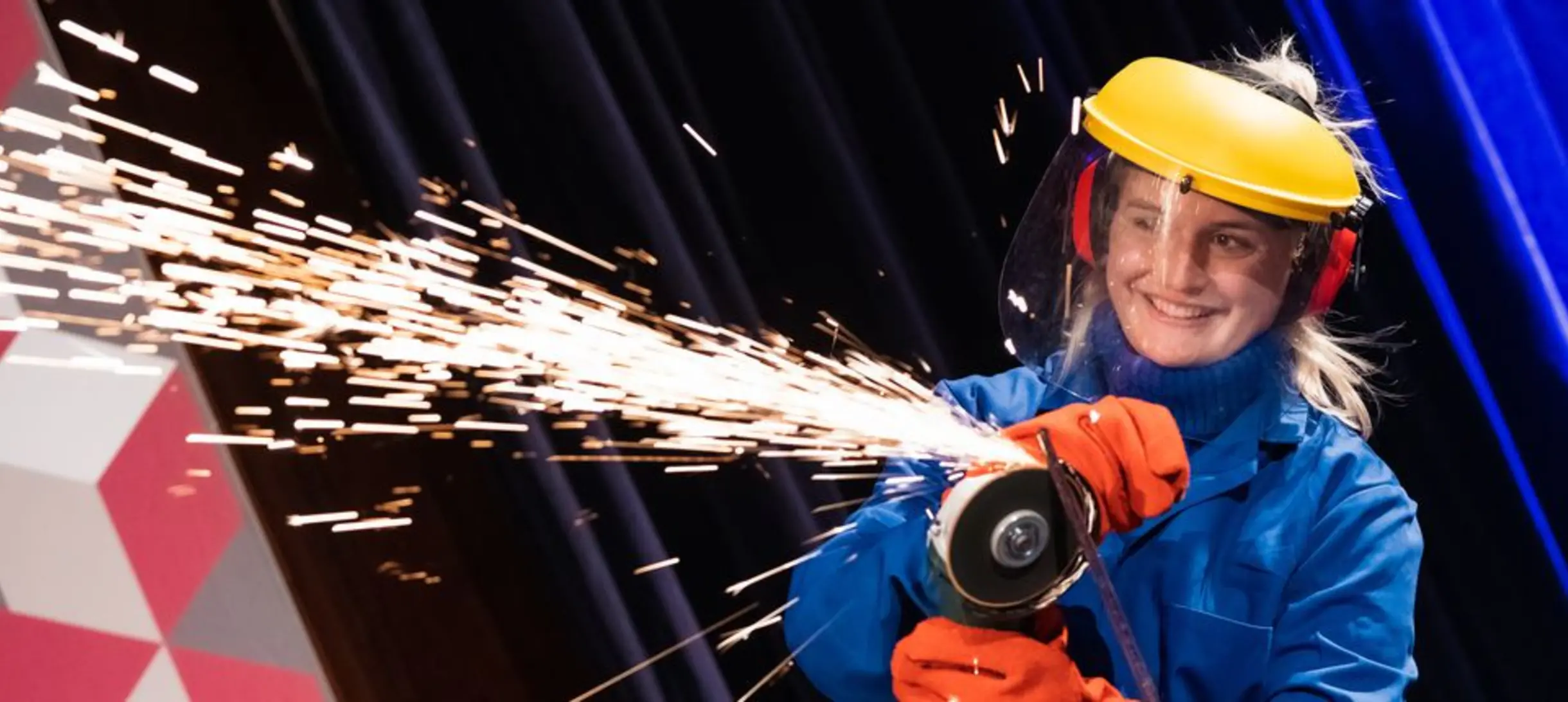 One of the Ri's professional Science in Schools presenters puts an angle grinder to good use for another explosive demonstration.