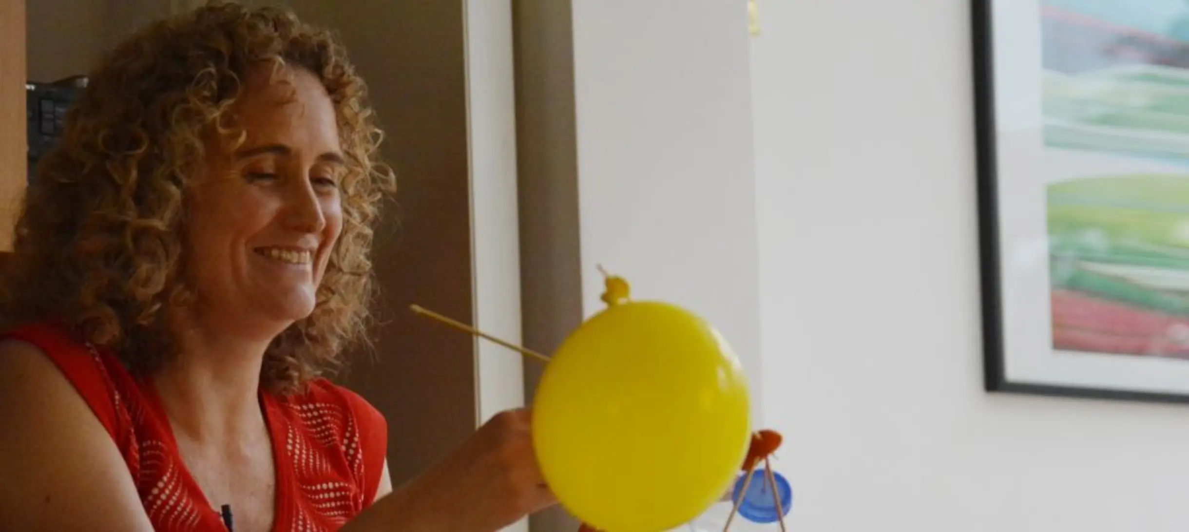 Gail filming the ExpeRimental video 'Balancing sculptures'