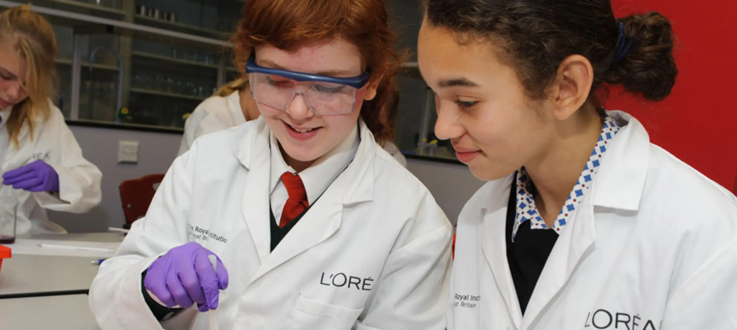 Young people getting hands-on in the L’Oréal Young Scientist Centre.