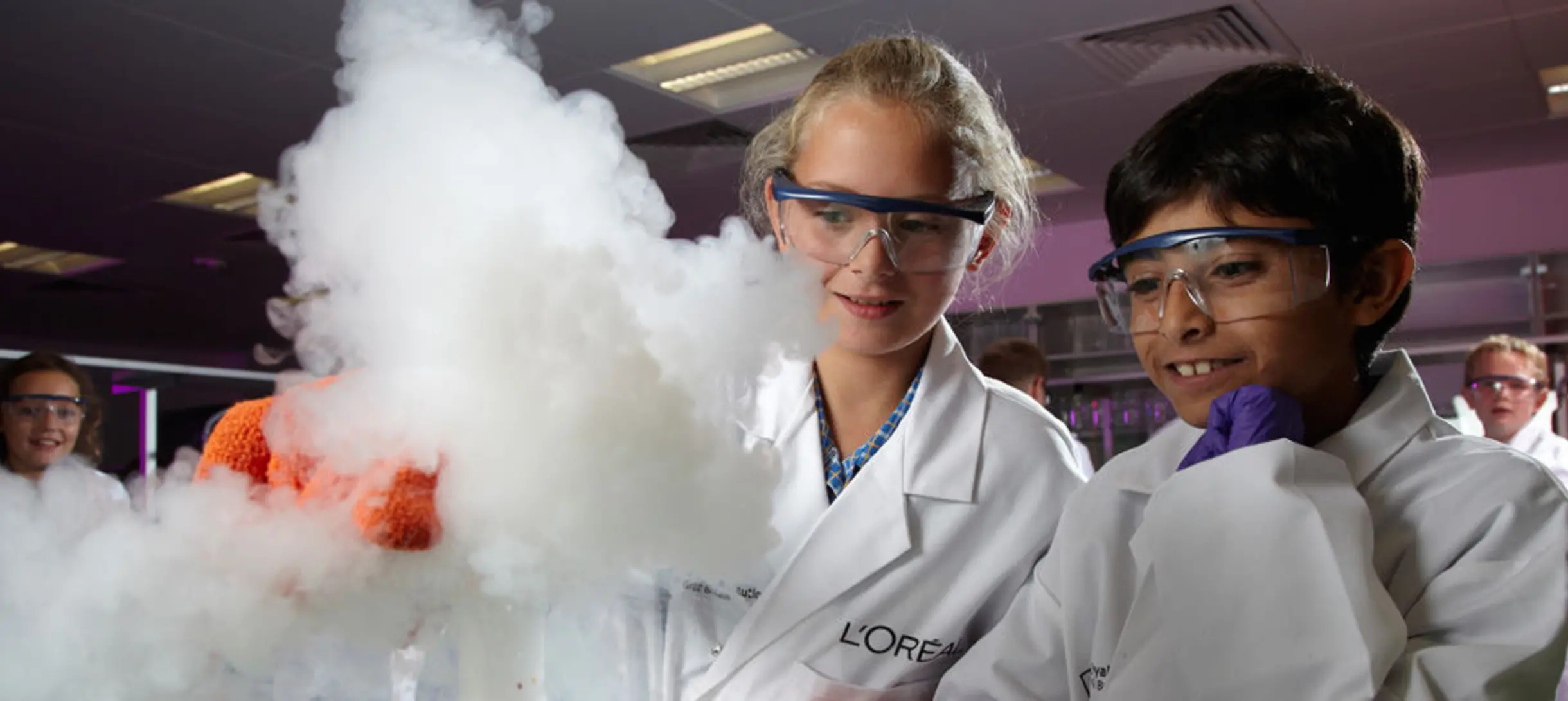 Students getting stuck in to experimental science in the L'Oreal Young Scientist Centre