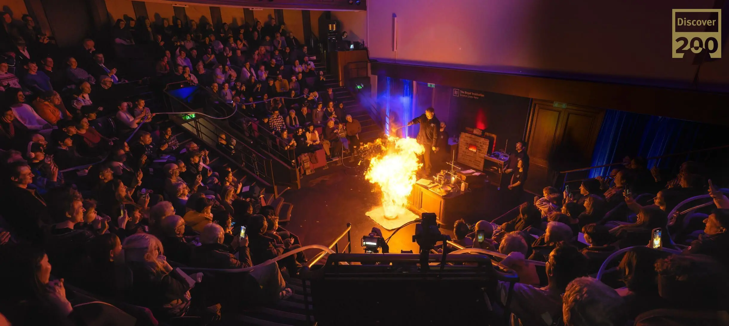 An explosive demo in the Ri Theatre during a lecture taking place