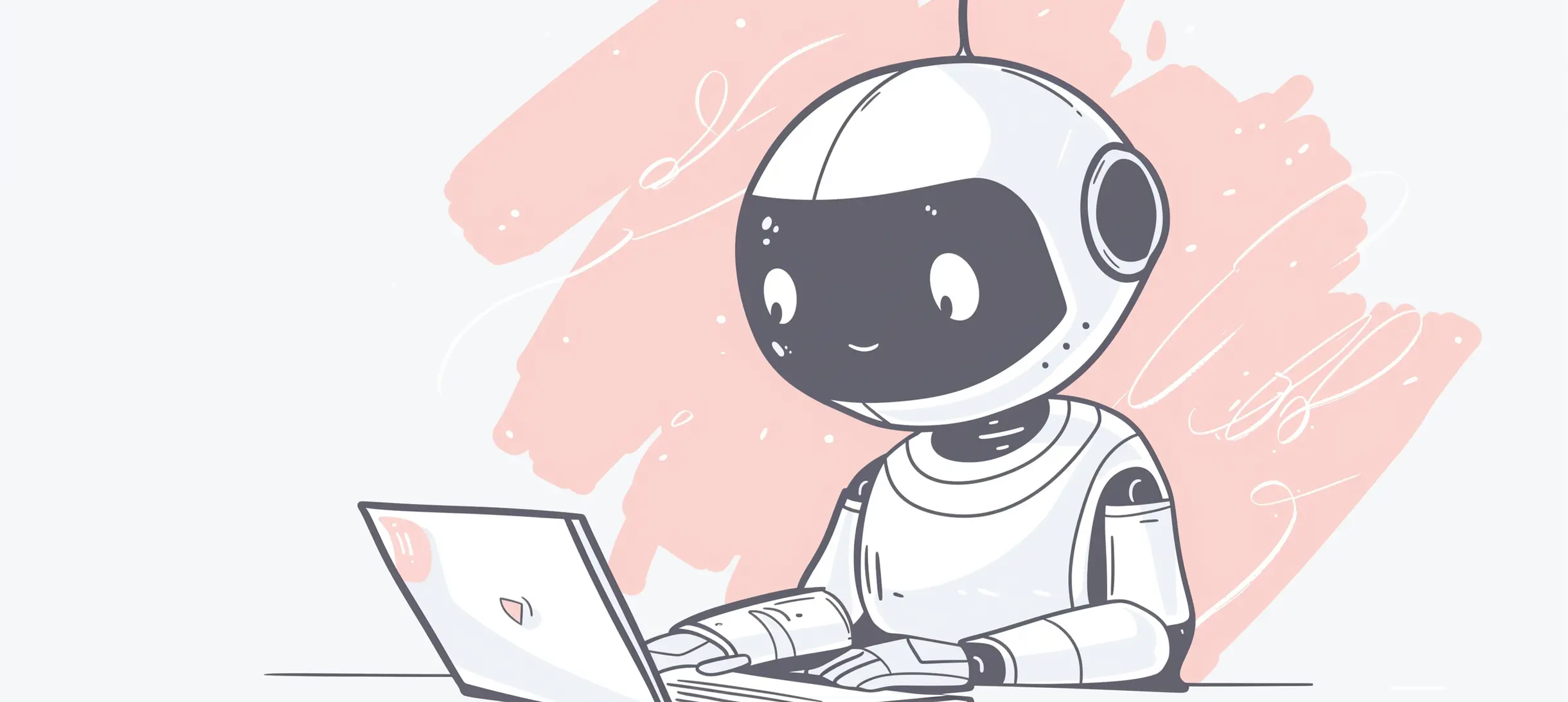 Cartoon robot on a laptop