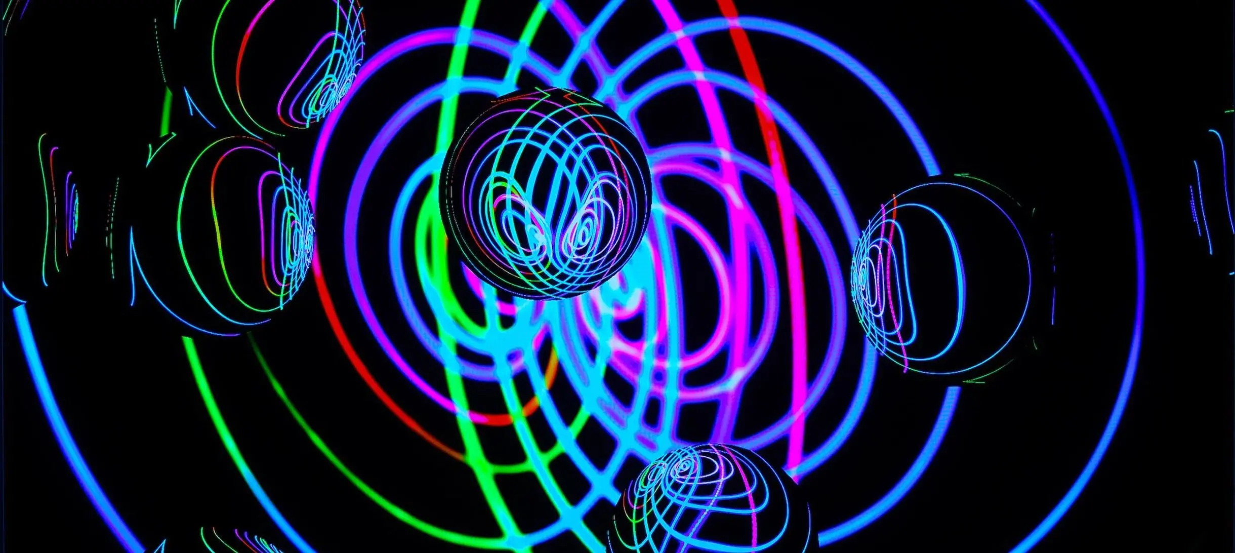 A futuristic looking graphic of coloured rings