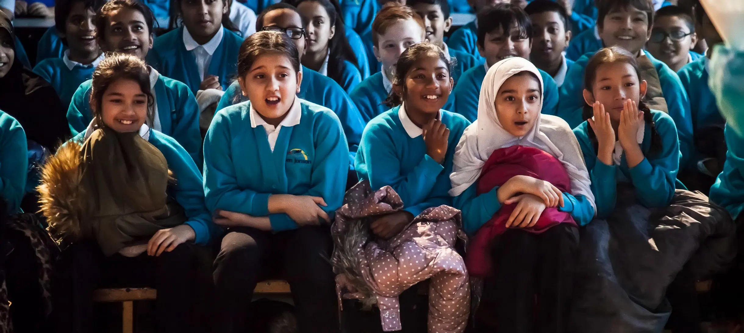 Children are excited by a science in schools show