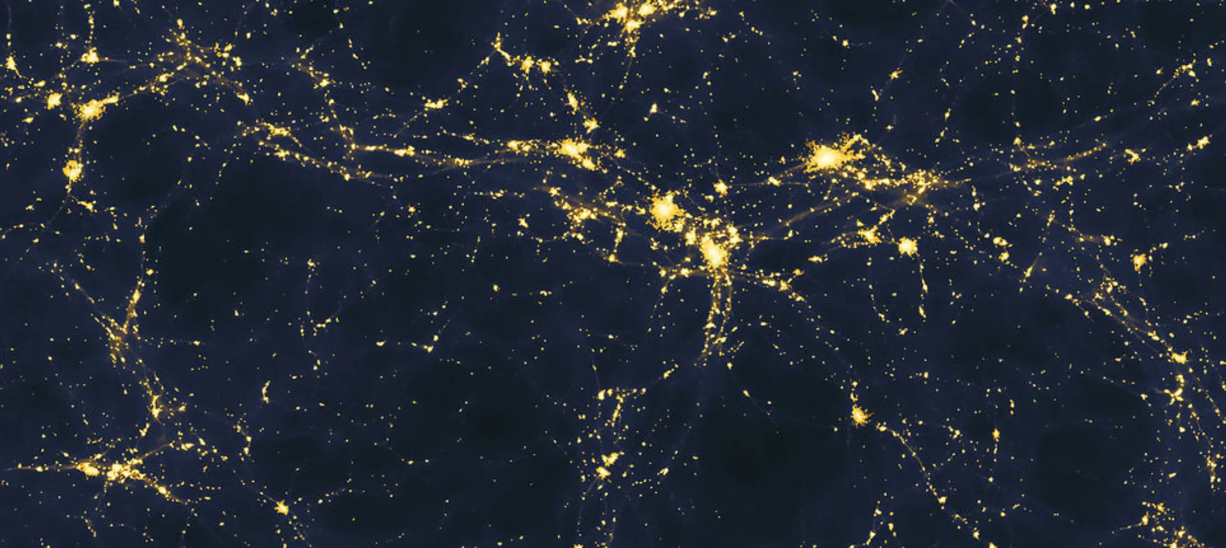 Computer simulation of one possible scenario for the large-scale distribution of light sources in the Universe.