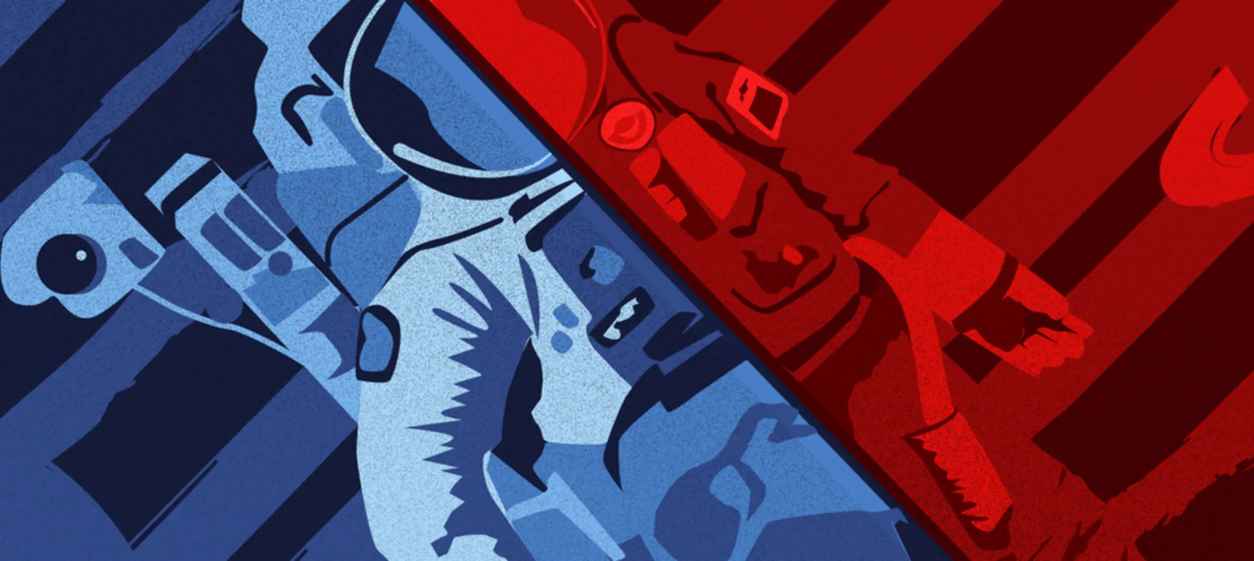 Russian and American space suits.