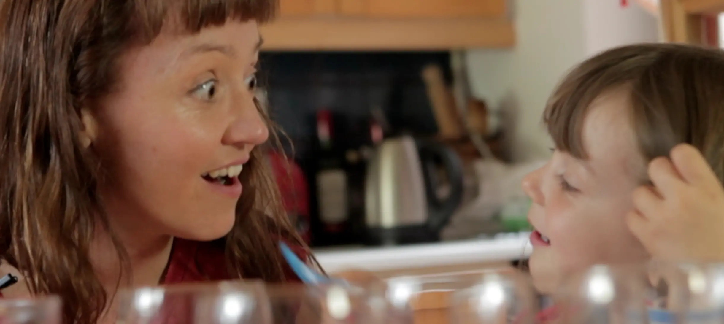  
Marieke and Tilly (5) from Manchester make music with wine glasses