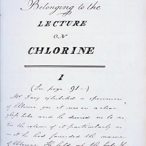Faradays Notes on Davy Lectures Chlorine experiment