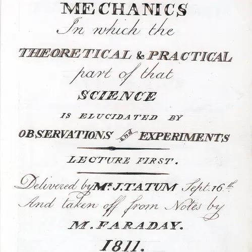 Faradays Notes on Tatum Lectures 1810