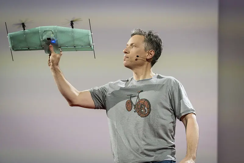 A man holds drone