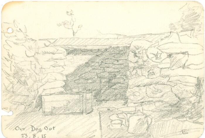 Robert’s sketch of his battery’s dug out, Gallipoli 23 August 1915