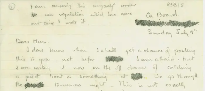 Robert's letter to his mother dated 4 July