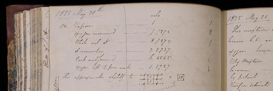 Page from Faraday's diary from 1825