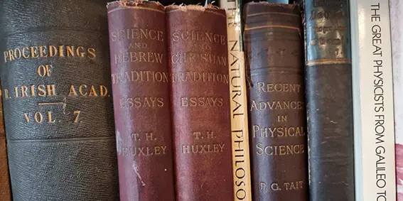 Leather-bound books in the Ri library