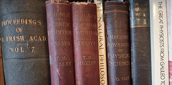 Leather-bound books in the Ri library