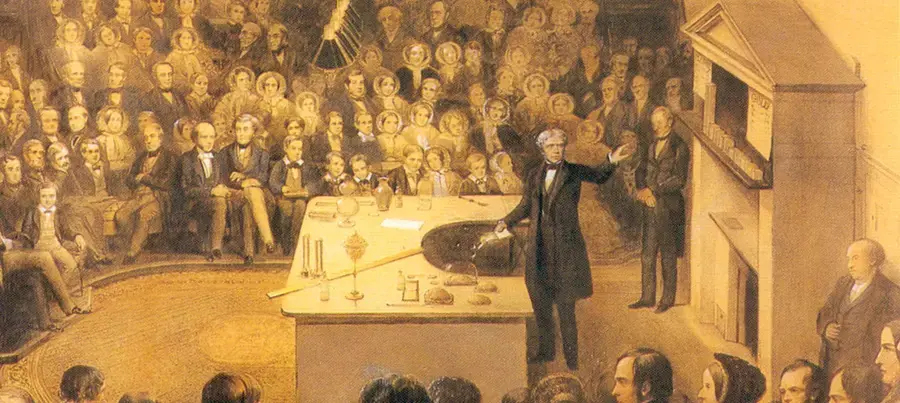 Faraday delivering the Christmas Lectures in the 1850s